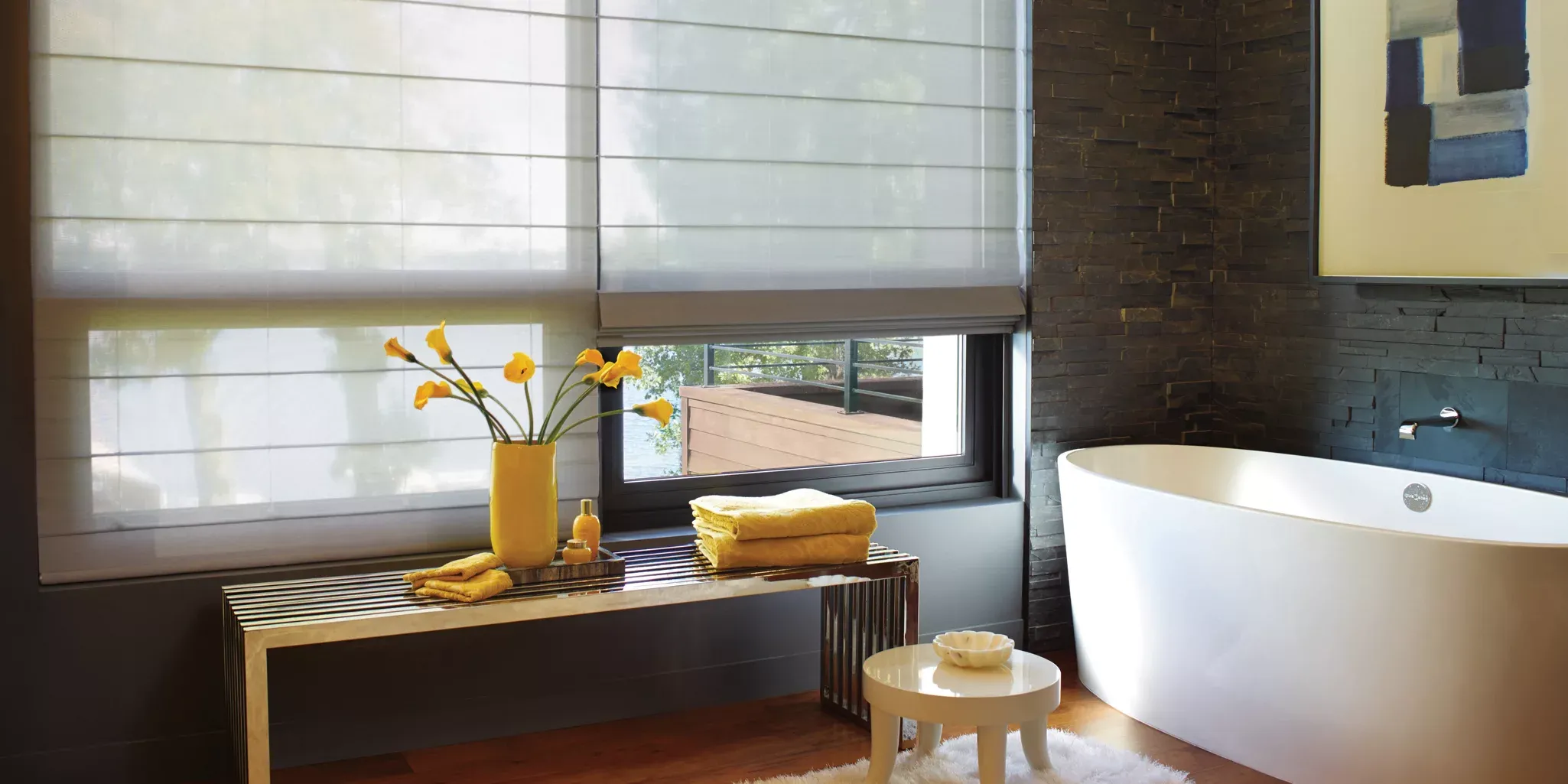 Alustra® Woven Textures® Roman Shades